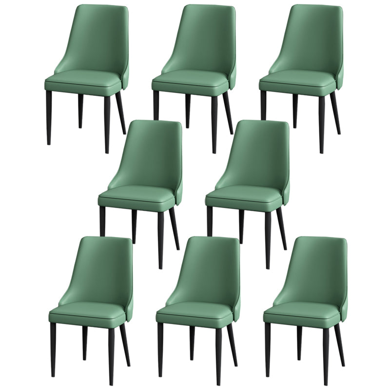 Modern Simple Side Chair Faux Leather Dining Chair with Metal Base for Bedroom