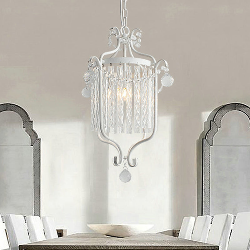 Corridor Corridor Pendant Light Retro Style Iron Iron Single Black / White Suspension Lampe avec Drape à tige de cristal
