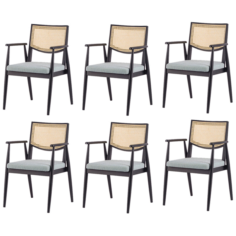 Modern Simple Arm Chair Solid Wood Base Dining Chair for Home Use