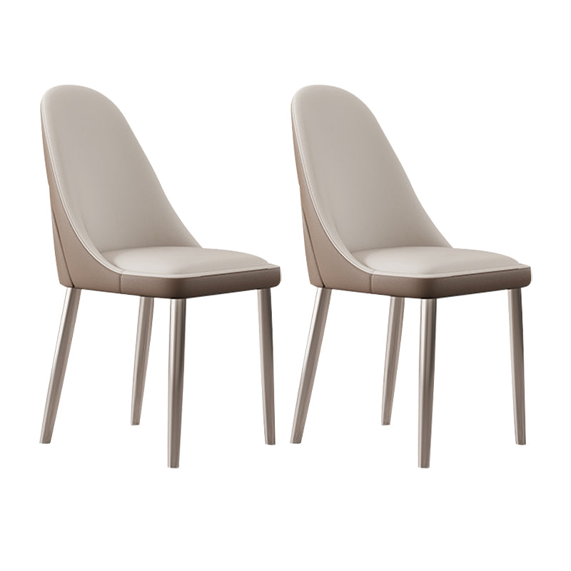 Faux Leather Armless Dining Chairs Glam Side Chairs with Metal Base