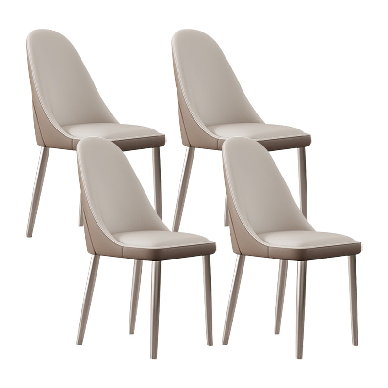 Faux Leather Armless Dining Chairs Glam Side Chairs with Metal Base