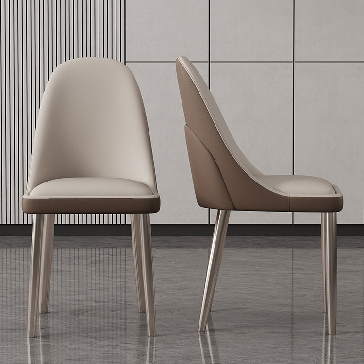 Faux Leather Armless Dining Chairs Glam Side Chairs with Metal Base