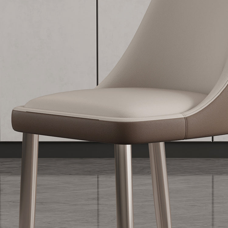 Faux Leather Armless Dining Chairs Glam Side Chairs with Metal Base
