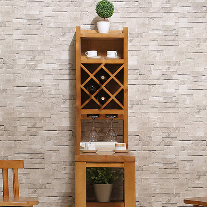 Brown Pine Wood Bistro Table with Storage Modern Pub Table for Living Room