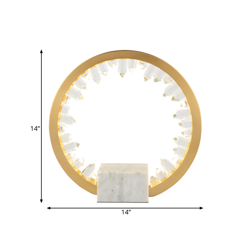 Gold Loop Table Light Modern Metal Bedside LED Night Lamp with Inner Magnet Crystal Decor