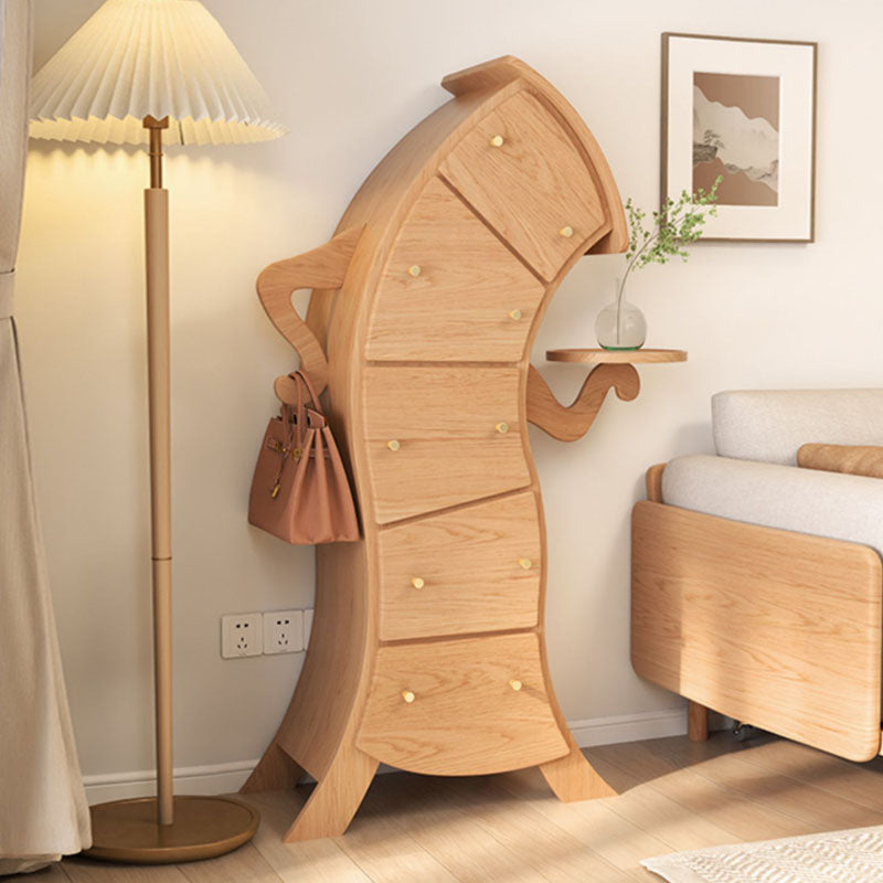 Modern Vertical Lingerie Chest Wood Dresser with 5 Drawers for Living Room