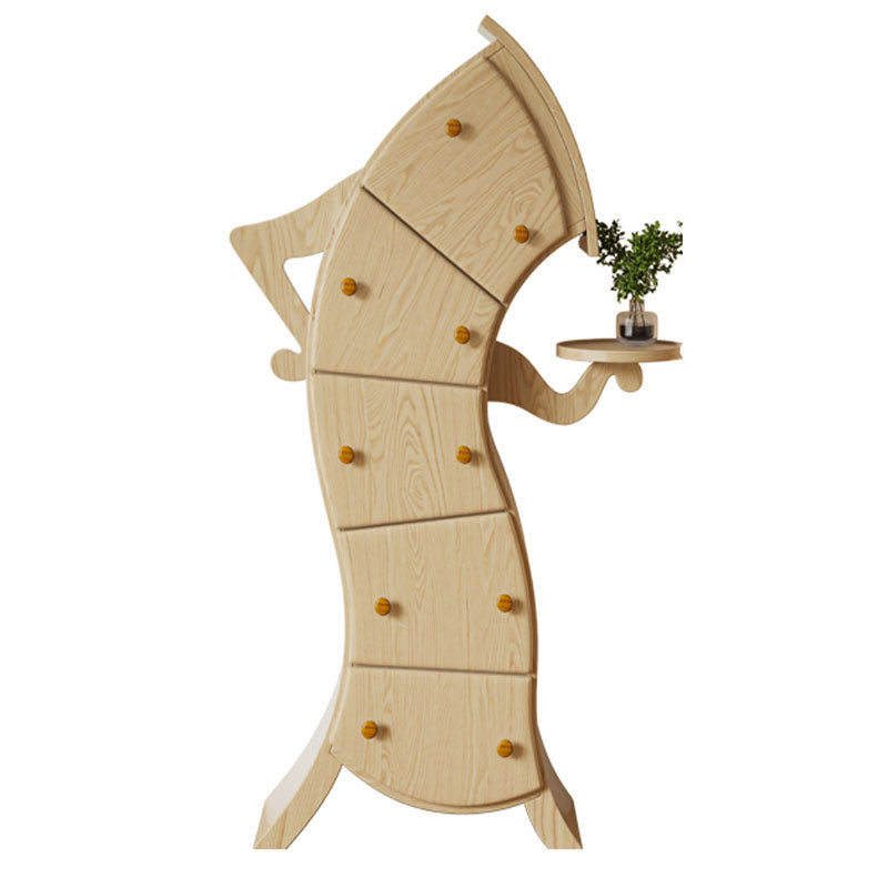 Modern Vertical Lingerie Chest Wood Dresser with 5 Drawers for Living Room