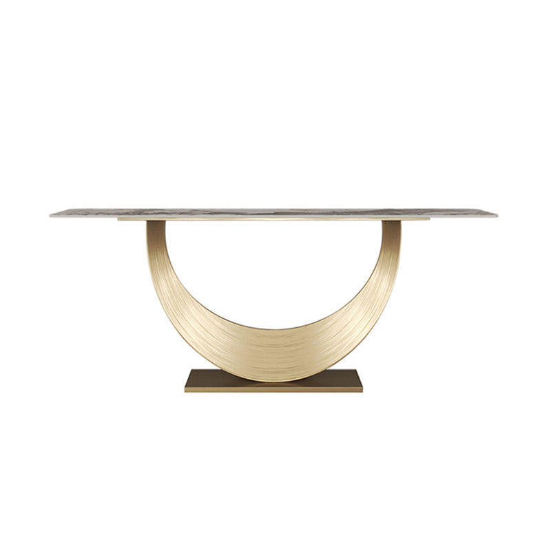 Rectangle Shape Contemporary Console Table Gold Stone Console Sofa Table for Hall