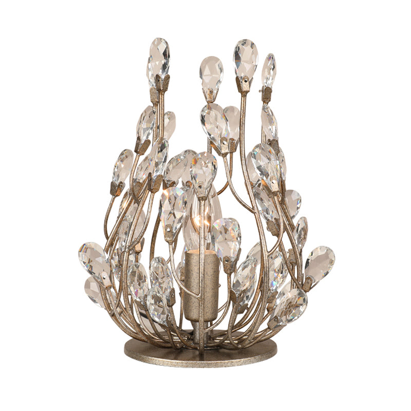 Iluminación de la mesa de la vid de oro/plata iluminación vintage de cristal facetado lámpara nocturna de hotel individual