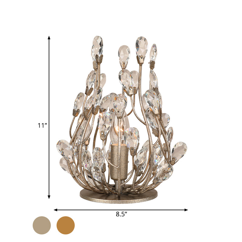 Iluminación de la mesa de la vid de oro/plata iluminación vintage de cristal facetado lámpara nocturna de hotel individual