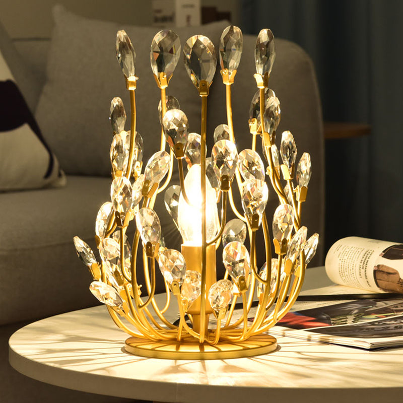 Iluminación de la mesa de la vid de oro/plata iluminación vintage de cristal facetado lámpara nocturna de hotel individual