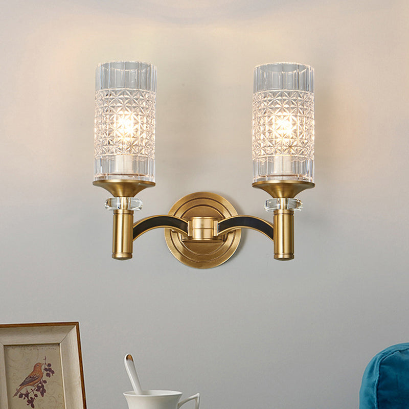 Luce a parete in cristallo a griglia a 1/2-testa RETRO RETRO CILINDRICA SOLONE SCONCE LIMINE