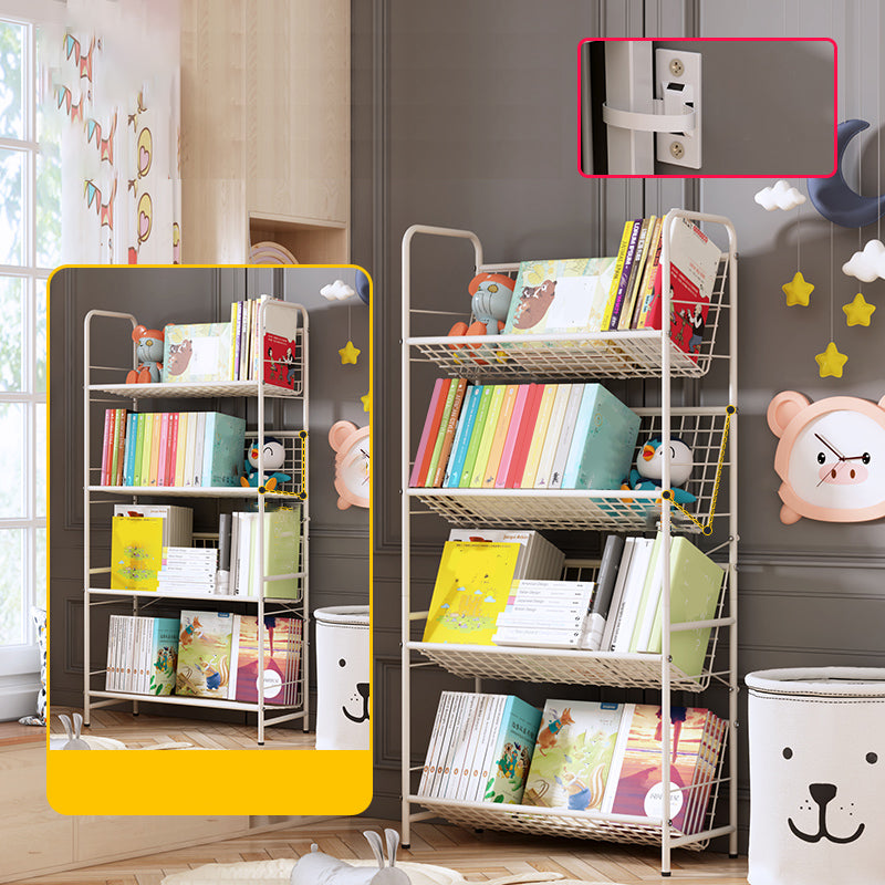 Standard Open Back Bookshelf Metal Metal White Contemporary Bookcase