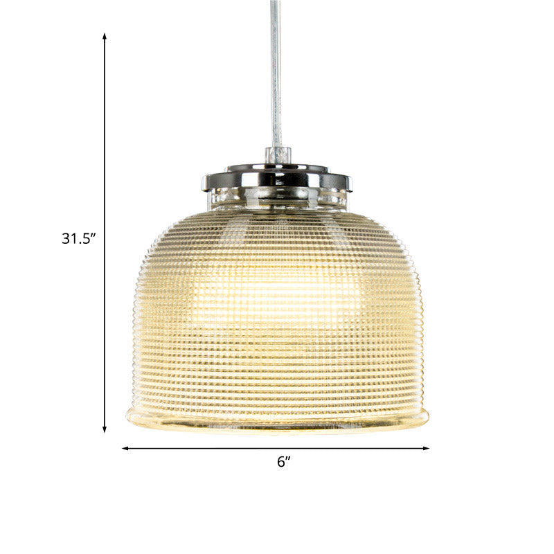 Gitterglas Schüssel Drop Anhänger hell modernistisch 1 Kopf Chrom Hanging Deckenlampe über Tisch