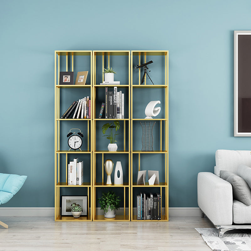 Glam Open Back Bookcase Standard Metal Bookshelf with Shelves