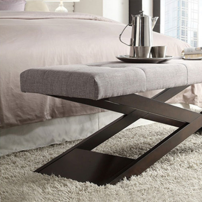 Glam Rectangle Seating Bench Cushioned Bedroom Bench with Metal Base