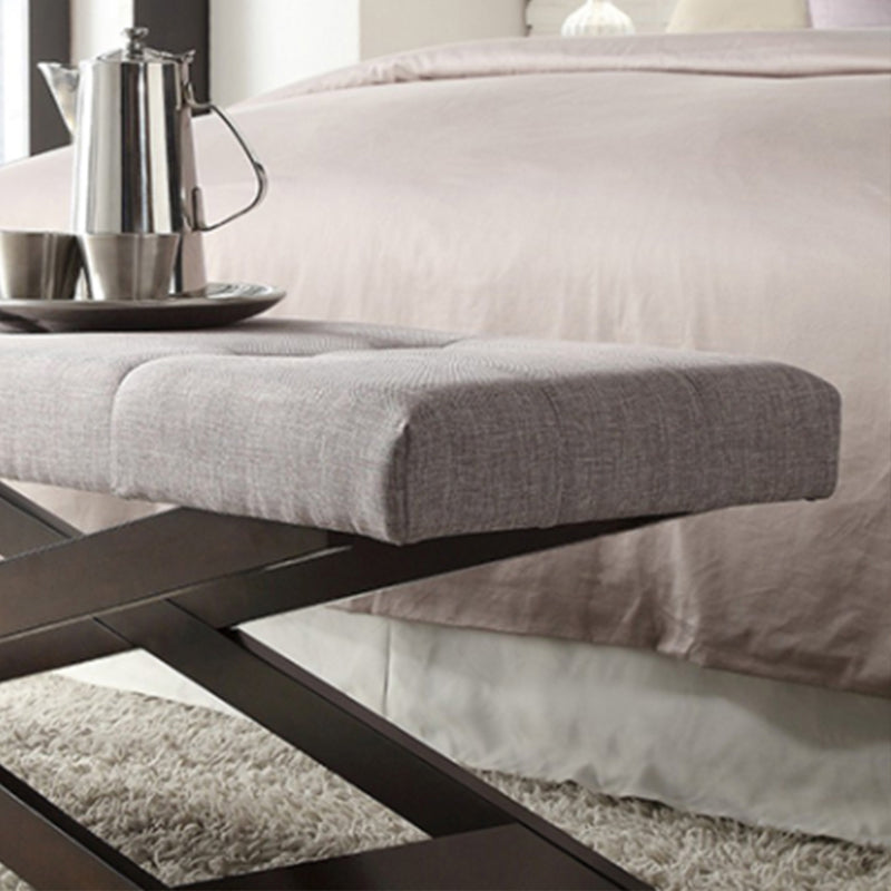 Glam Rectangle Seating Bench Cushioned Bedroom Bench with Metal Base