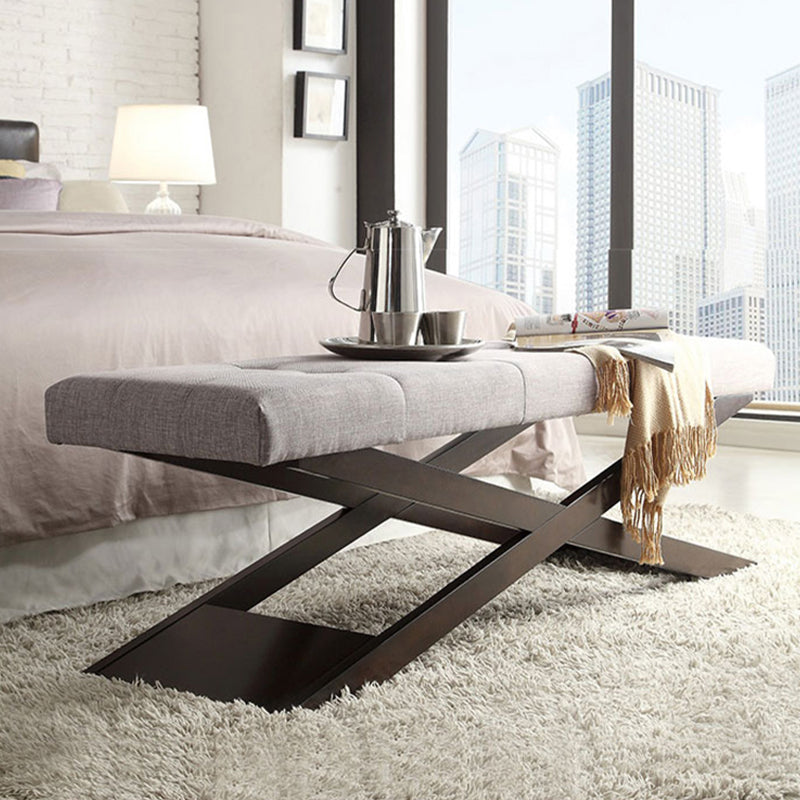 Glam Rectangle Seating Bench Cushioned Bedroom Bench with Metal Base