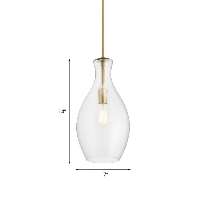 1 Éclairage pendentif de cuisine de l'ampoule Simple Gold Plafond Plax Aménagement avec une teinte en verre transparent en urne