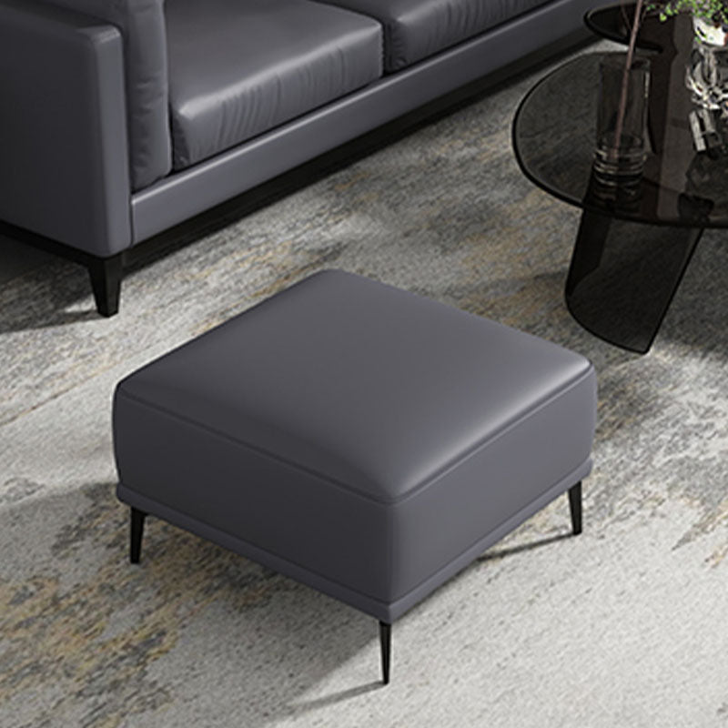 Contemporary Ottoman Faux Leather Stain Resistant Square Ottoman with 4 Legs