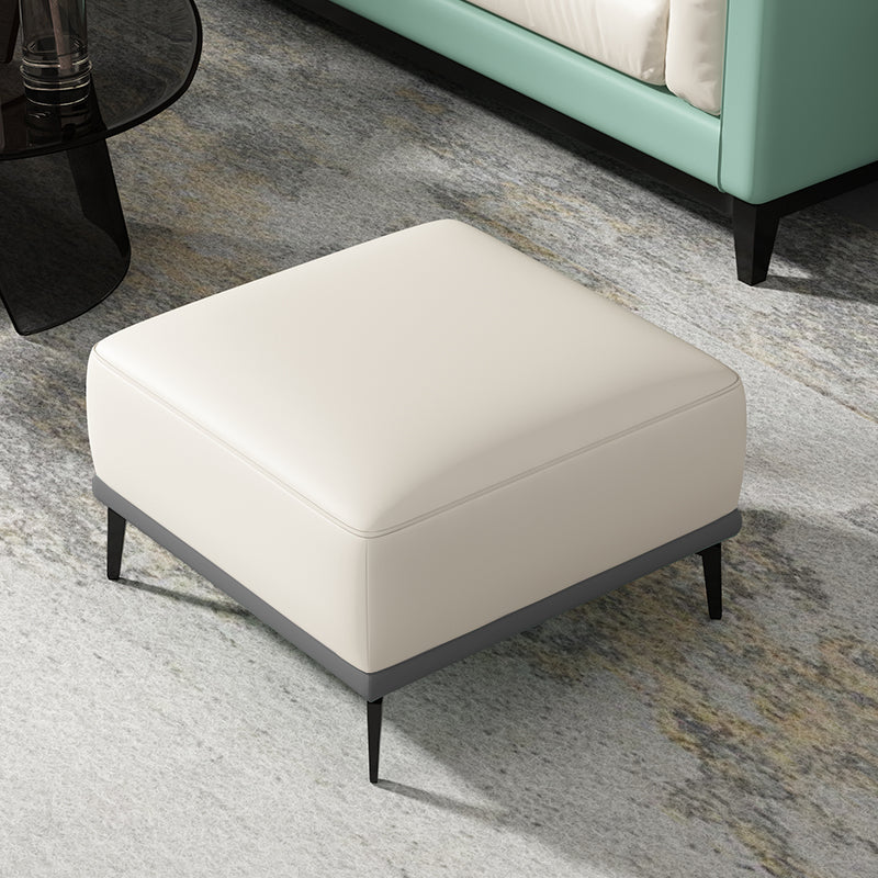 Contemporary Ottoman Faux Leather Stain Resistant Square Ottoman with 4 Legs