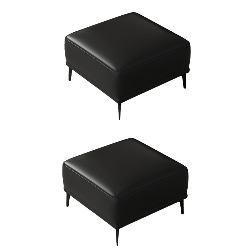 Contemporary Ottoman Faux Leather Stain Resistant Square Ottoman with 4 Legs