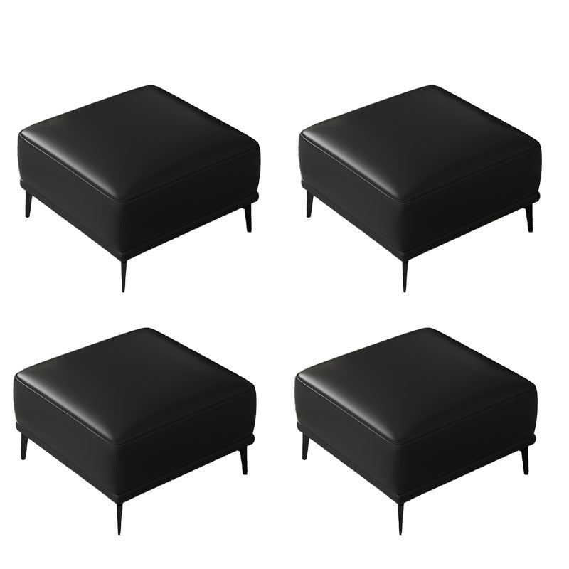 Contemporary Ottoman Faux Leather Stain Resistant Square Ottoman with 4 Legs