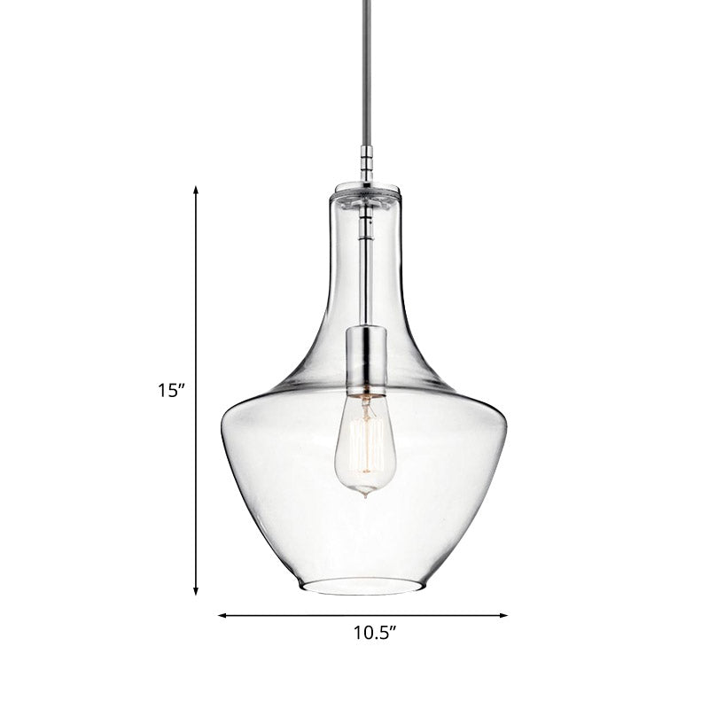 Klare Glasurnenform hängende Deckenleuchte Minimalismus 1-Licht-Anhängerlampe in Chrom