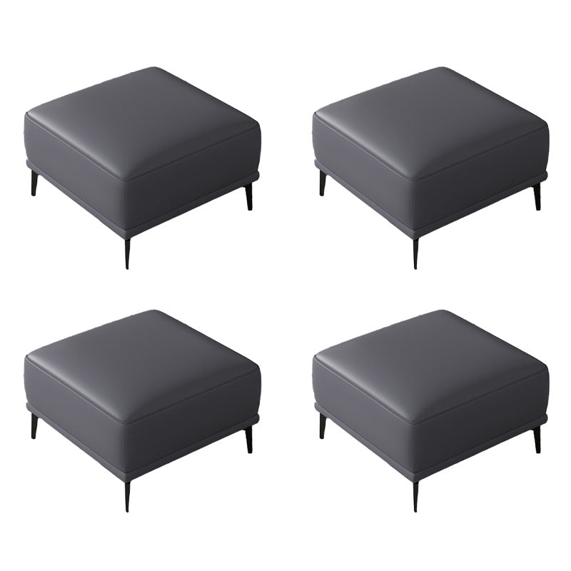 Contemporary Ottoman Faux Leather Stain Resistant Square Ottoman with 4 Legs