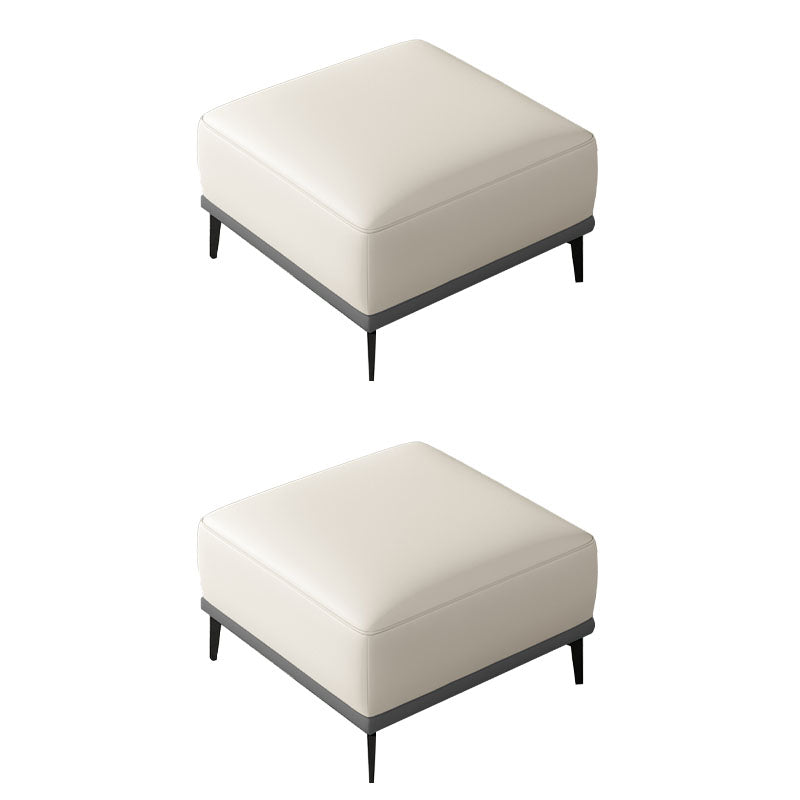 Contemporary Ottoman Faux Leather Stain Resistant Square Ottoman with 4 Legs