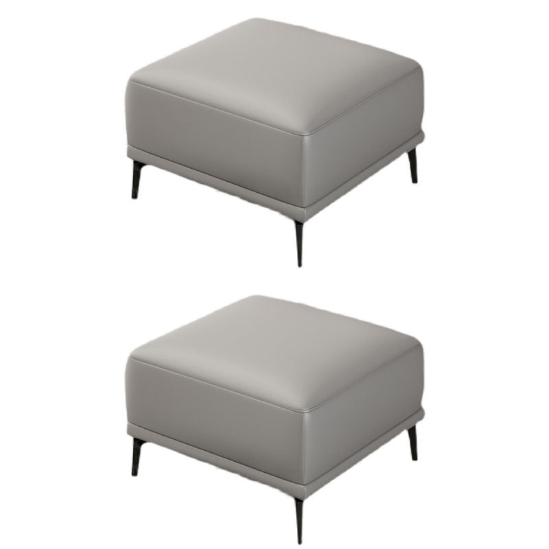 Contemporary Ottoman Faux Leather Stain Resistant Square Ottoman with 4 Legs