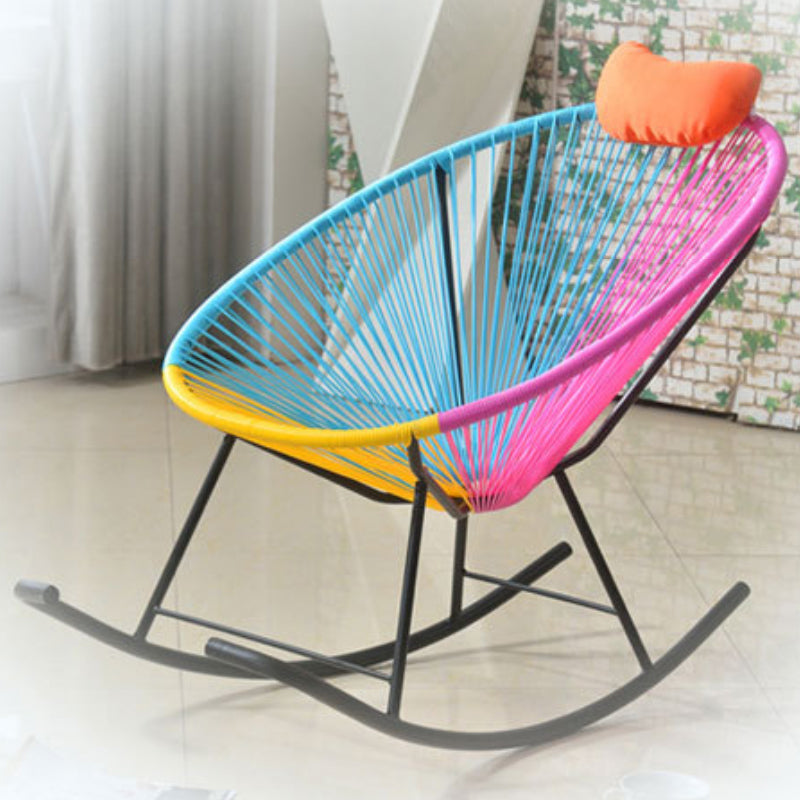 Contemporary Lazy Single Rocking Chair Rattan Rocking Chair for Break