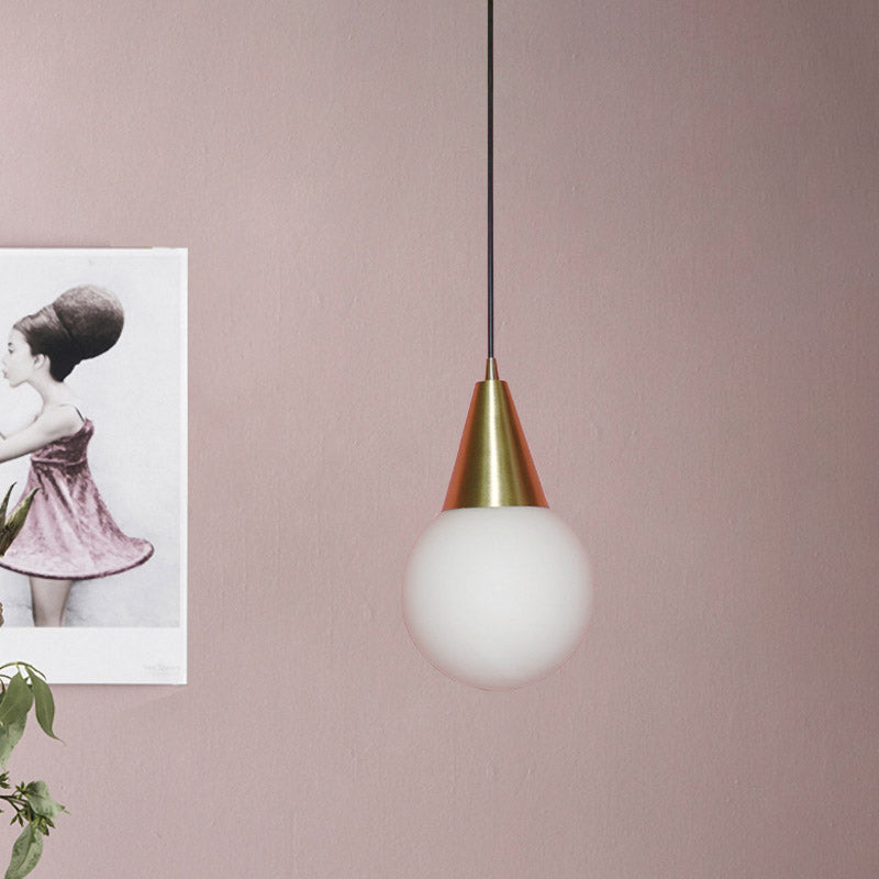 Brass Modo Ceiling Pendant Light Post Modern 1 Light Milk White Glass Suspension Lamp