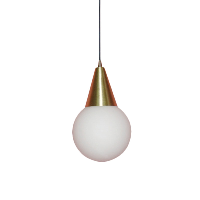 Luce a sospensione a soffitto Modo di ottone Moderna Moderna 1 Lampada di sospensione in vetro bianco Light