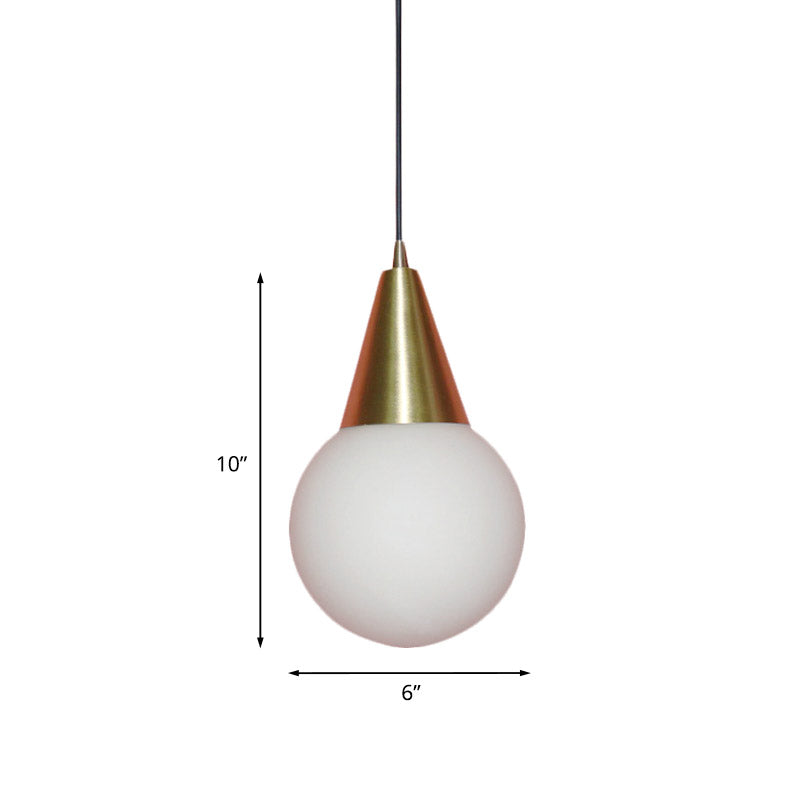 Luce a sospensione a soffitto Modo di ottone Moderna Moderna 1 Lampada di sospensione in vetro bianco Light