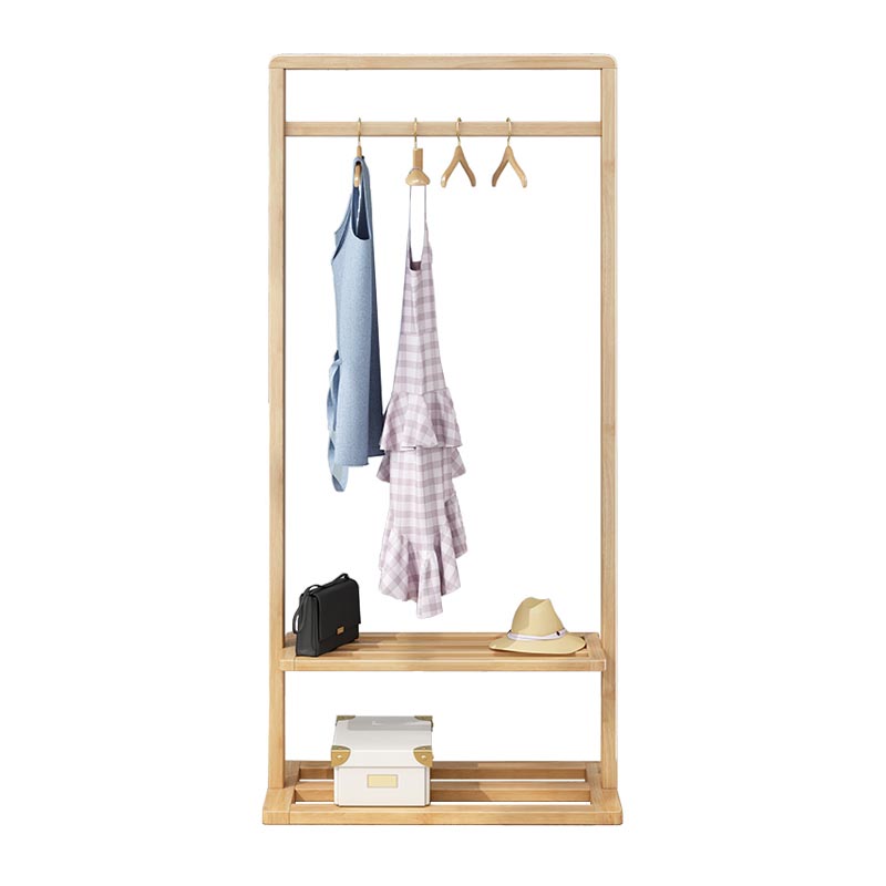 Solid Wood Storage Armoire Modern Style Bedroom Wardrobe with Shelves