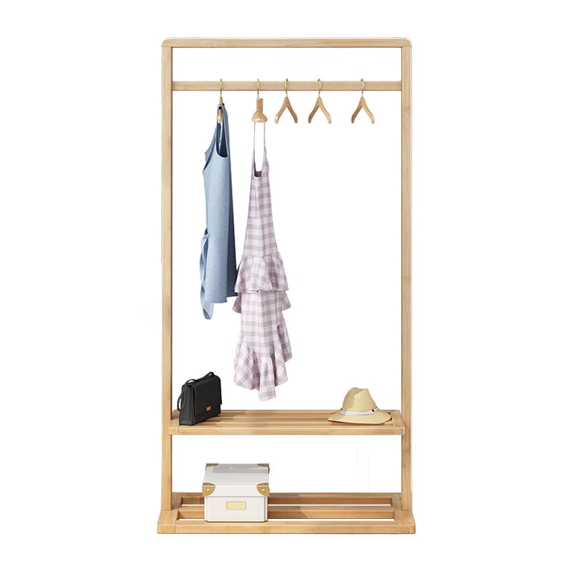 Solid Wood Storage Armoire Modern Style Bedroom Wardrobe with Shelves