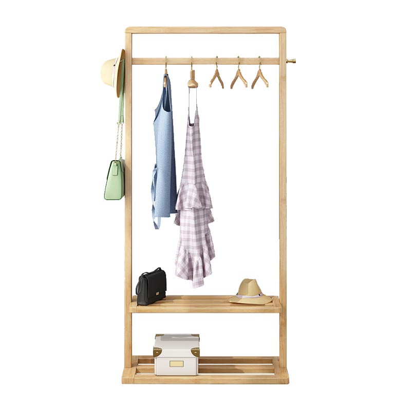 Solid Wood Storage Armoire Modern Style Bedroom Wardrobe with Shelves