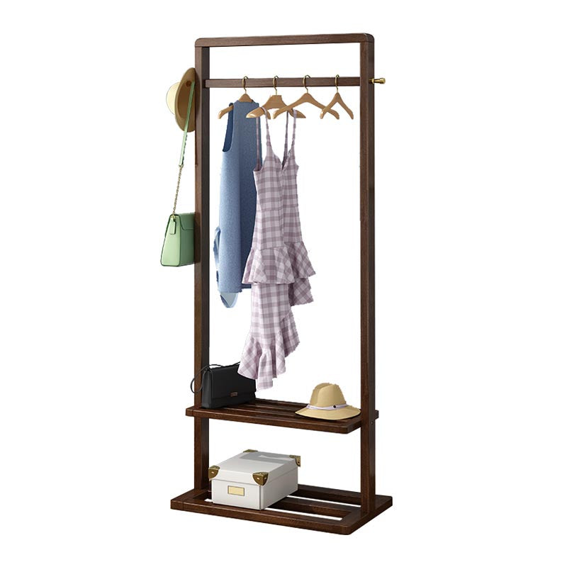 Solid Wood Storage Armoire Modern Style Bedroom Wardrobe with Shelves