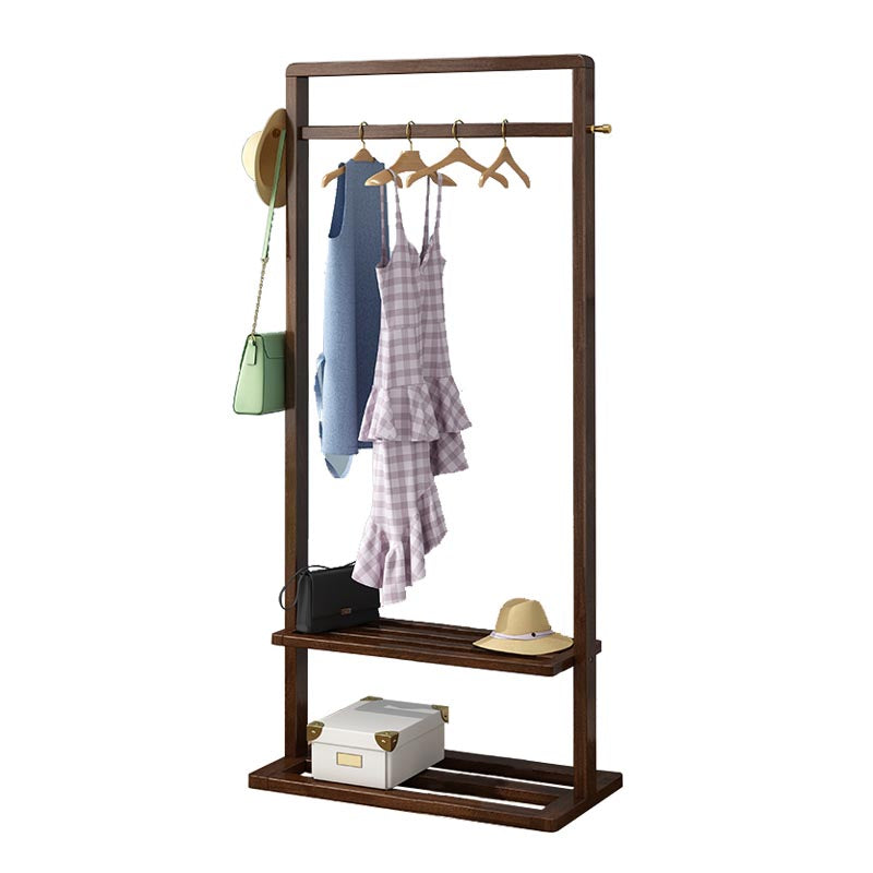 Solid Wood Storage Armoire Modern Style Bedroom Wardrobe with Shelves