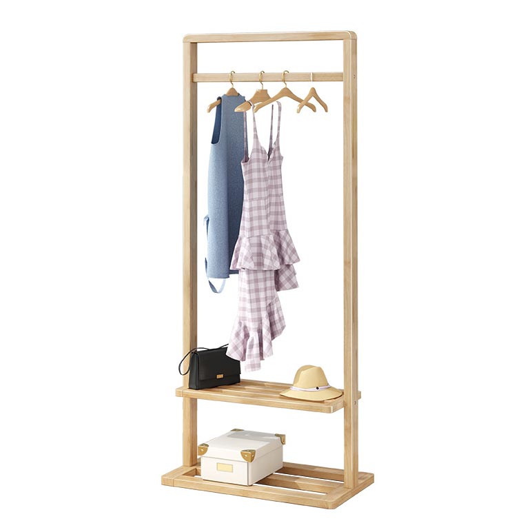 Solid Wood Storage Armoire Modern Style Bedroom Wardrobe with Shelves