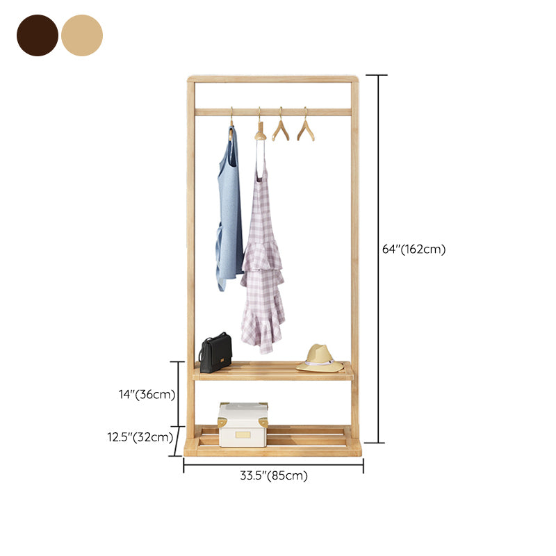 Solid Wood Storage Armoire Modern Style Bedroom Wardrobe with Shelves