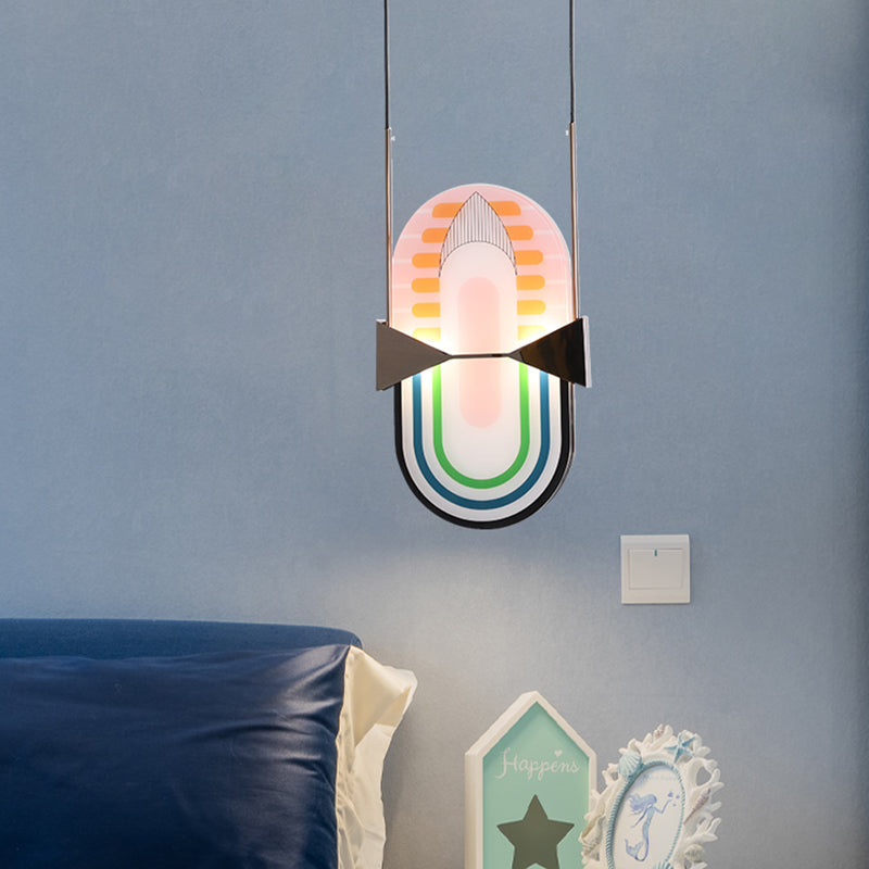 Pink Glass Oval Anhänger Kronleuchter Designer 2 Lichter hängende Deckenleuchte für Bett