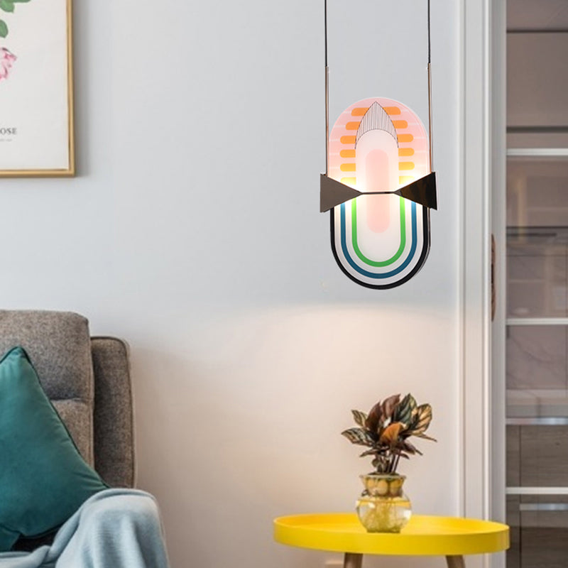 Pink Glass Oval Anhänger Kronleuchter Designer 2 Lichter hängende Deckenleuchte für Bett