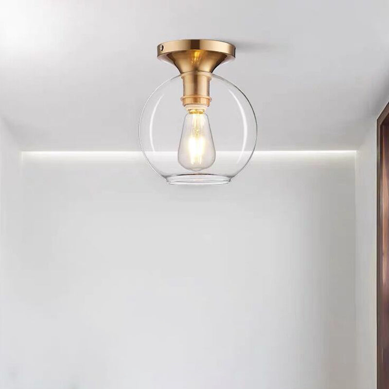 Sphère en verre transparent monté au plafond, plafonnier Vintage à 1 ampoule, luminaire pour Foyer