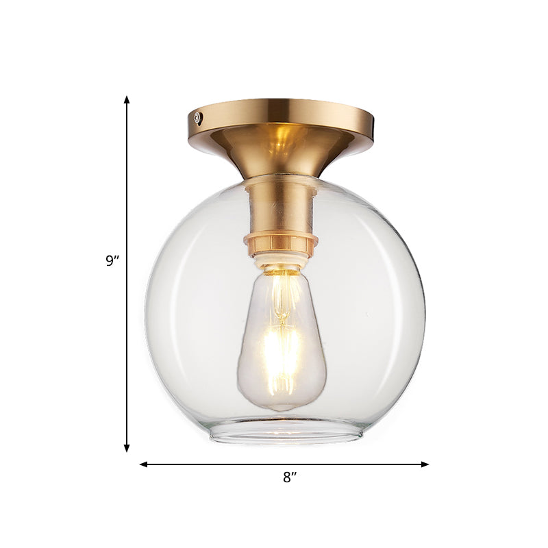 Sphère en verre transparent monté au plafond, plafonnier Vintage à 1 ampoule, luminaire pour Foyer