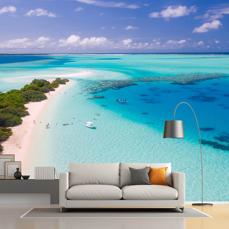 Photography Coastal Sea Printed Living Room Wallpaper Mildew Resistant Tropical