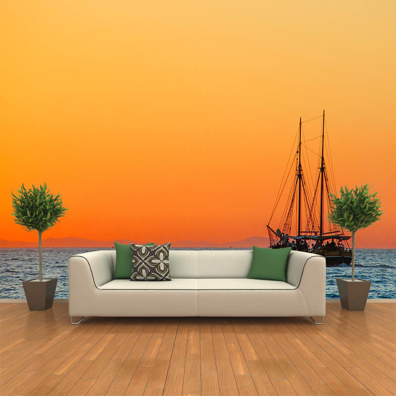 Photography Mildew Resistant Environmental Wall Mural Sea Printed Tropical