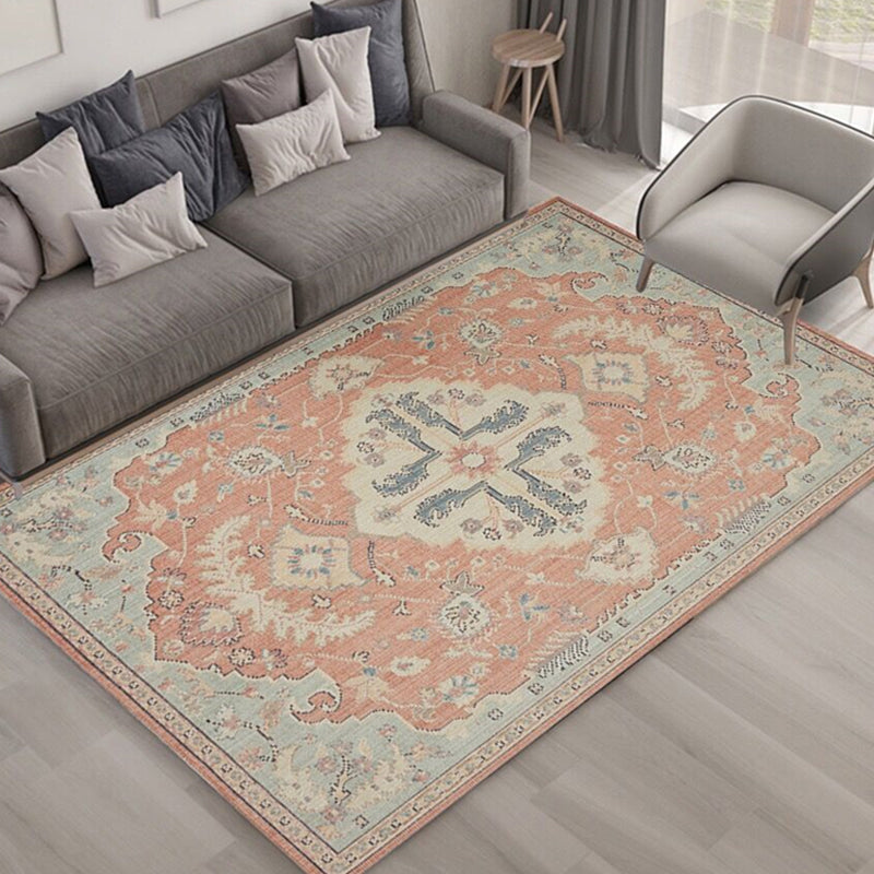 Retro Rug Traditional Area Rug Polyester Easy Care Carpet for Bedroom