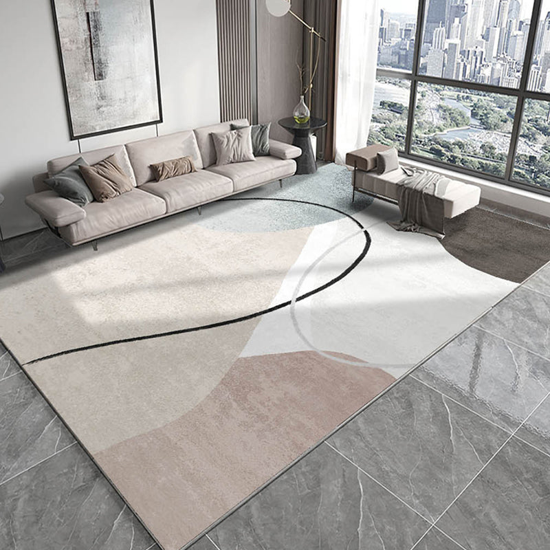 Nordic Colorblock Rug Morandi Color Modern Area Rug Polyester Easy Care Carpet for Bedroom